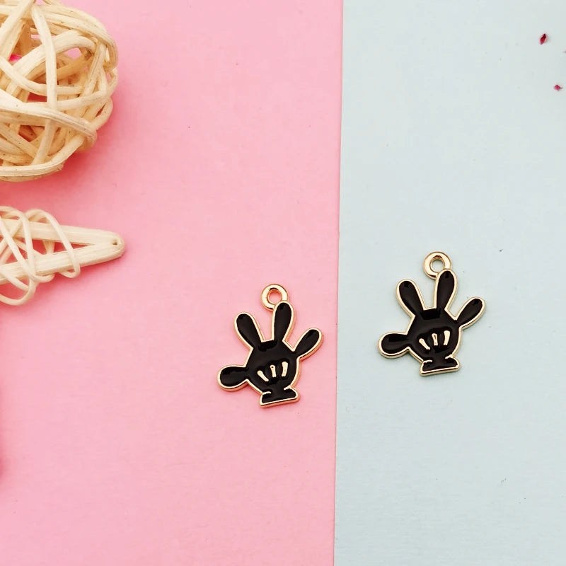 20pcs Mickey Hand Enamel Charms Pendants DIY Earring Bracelet Jewelry Gift