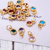 20pcs Brass CZ Birthstone Charms for DIY Earrings