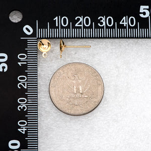 20pcs Minimalist Ear Post with 6mm Cup and Loop, Plated Brass