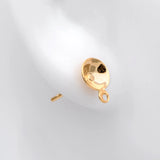 20pcs Minimalist Ear Post with 6mm Cup and Loop, Plated Brass