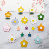 20pcs Mix KC Alloy Enamel SunFlower Charm for Jewelry Making DIY