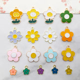 20pcs Mix KC Alloy Enamel SunFlower Charm for Jewelry Making DIY