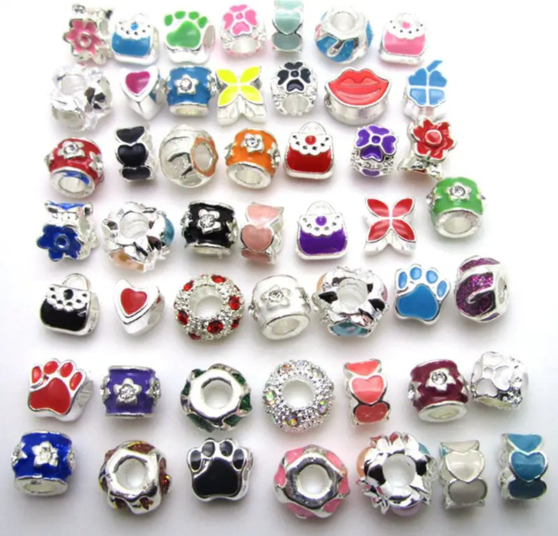 20pcs Mix European Charms Flower Heart Spacer Beads for Bracelets