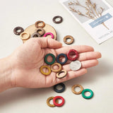 20pcs Mixed Dyed Wood Hollow Beads Coconut Rings Jewelry Findings