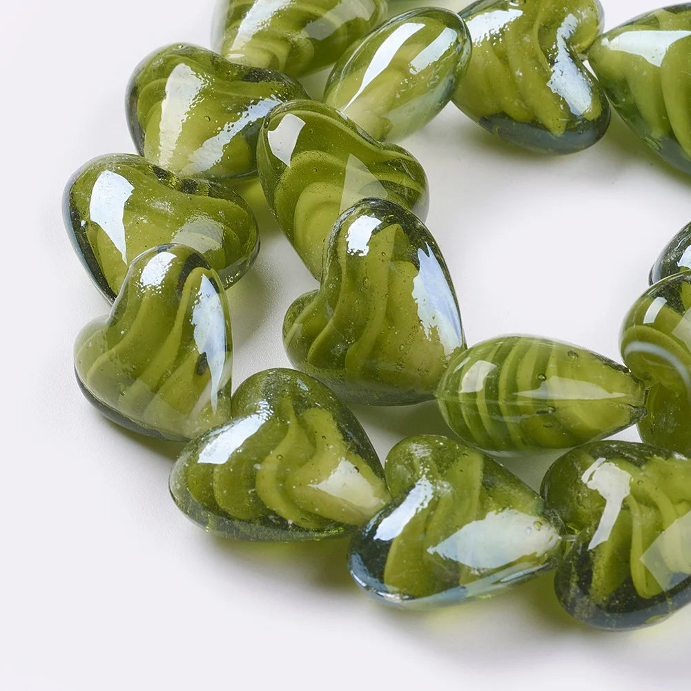 20pcs Mixed Lampwork Heart Beads for DIY Jewelry Making