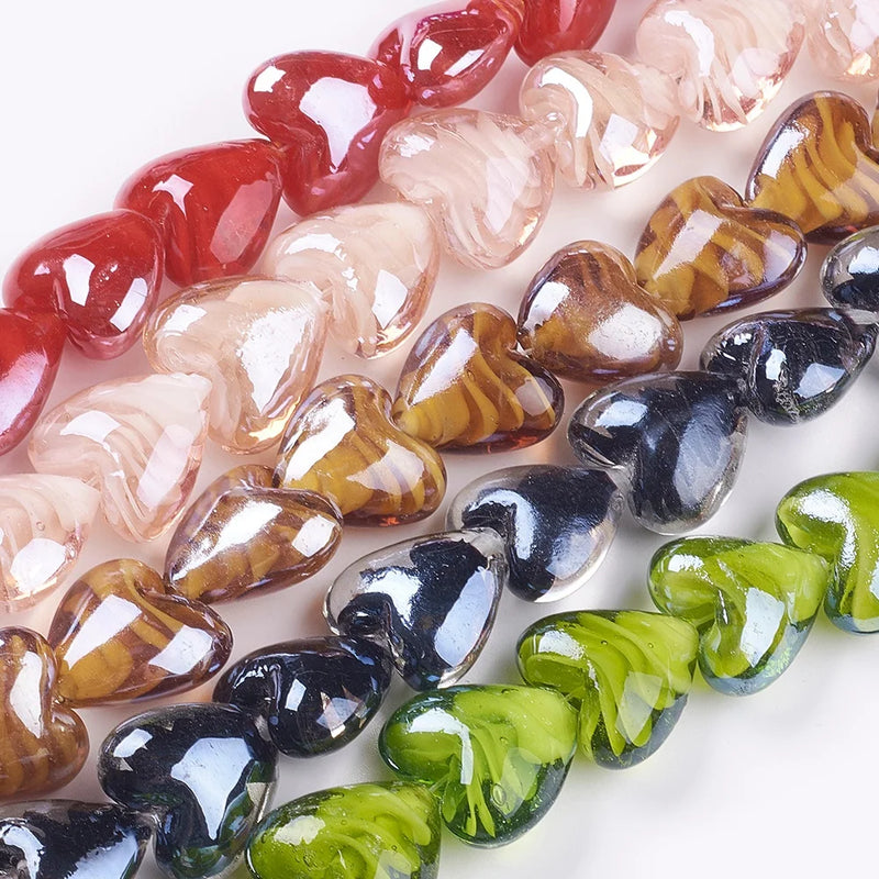 20pcs Mixed Lampwork Heart Beads for DIY Jewelry Making