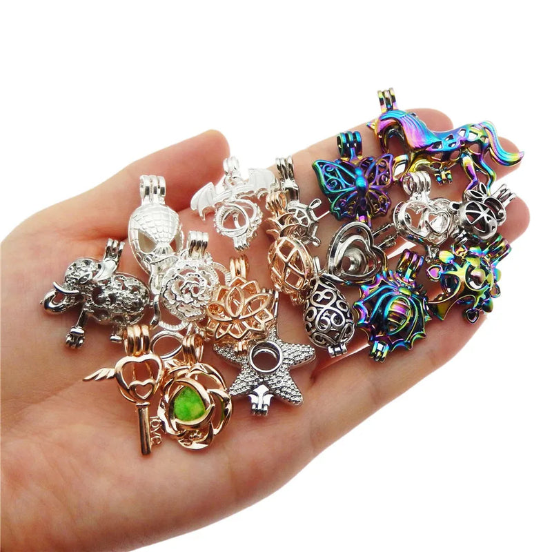 20pcs Mixed Hybrid Pearl Cage Necklace Pendant Aromatherapy Oil Diffuser