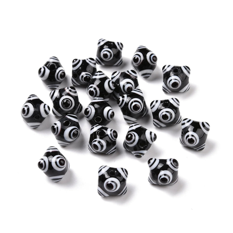 20pcs Multicolor Six Eyes Evil Eye Lampwork Beads for Jewelry Making