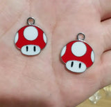 20pcs Mushroom Head Enamel Metal Charm Pendants for DIY Jewelry Making