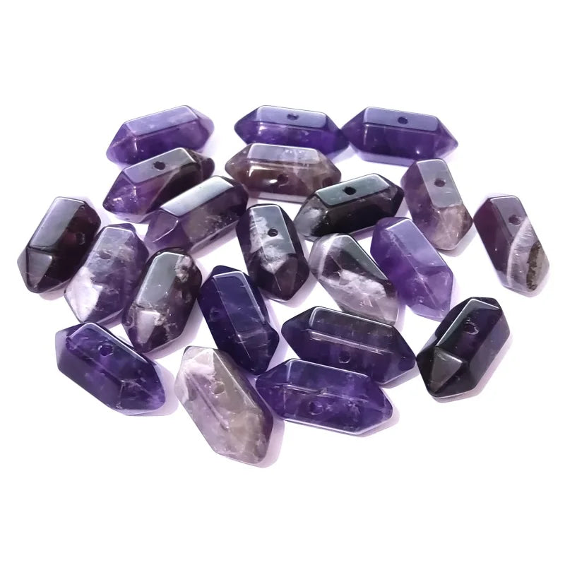 20pcs Amethysts Crystal Stone Pendant 25x10mm DIY Jewelry Making