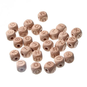 20pcs Natural Beech Wood Letter Beads A-Z for Baby Teether Chewing