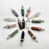 20pcs Natural Crystal Stone Double Point Charms Hexagon Prism Pendants