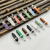 20pcs Natural Crystal Stone Double Point Charms Hexagon Prism Pendants