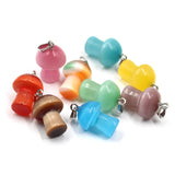 20pcs Natural Crystal Stone Mushroom Pendants 20x15mm