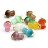 20pcs Natural Crystal Stone Mushroom Pendants 20x15mm