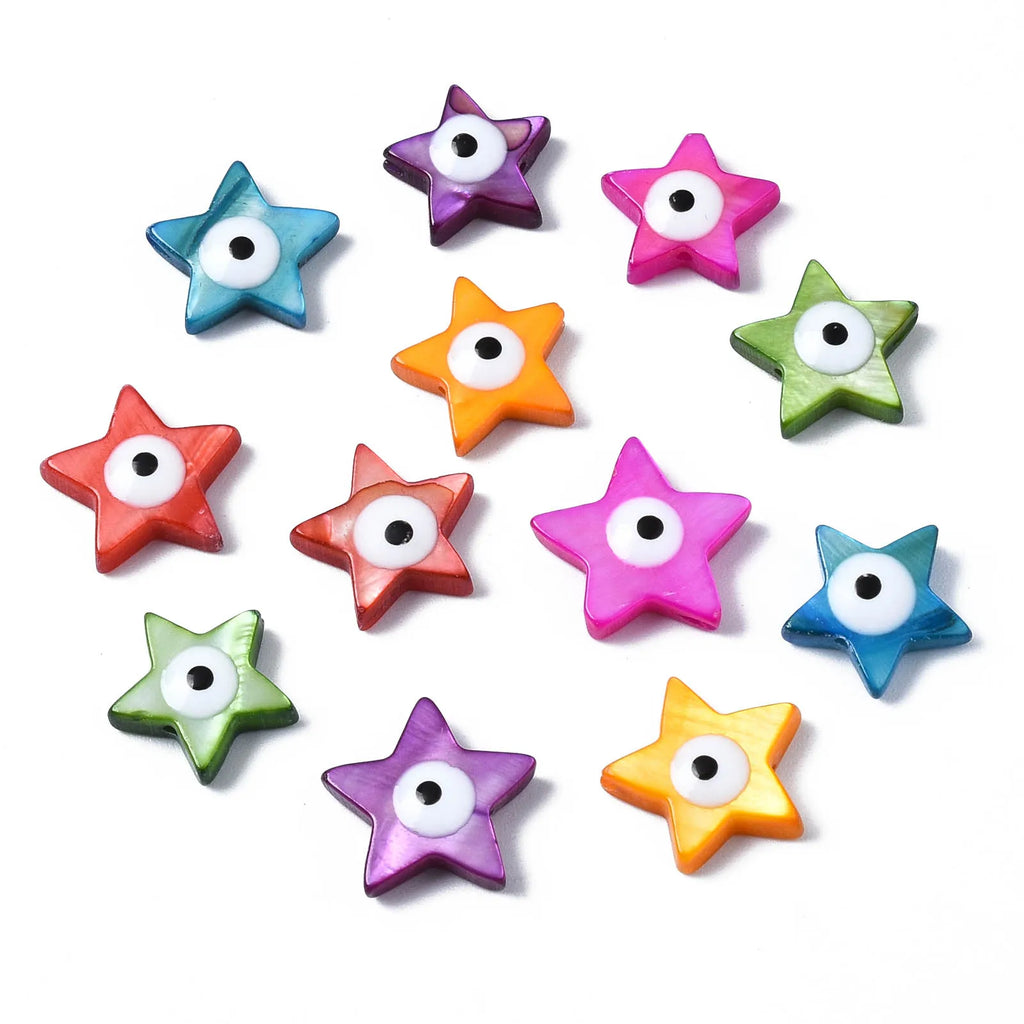 20pcs Enamel Eye Shell Beads Glossy for DIY Summer Jewelry