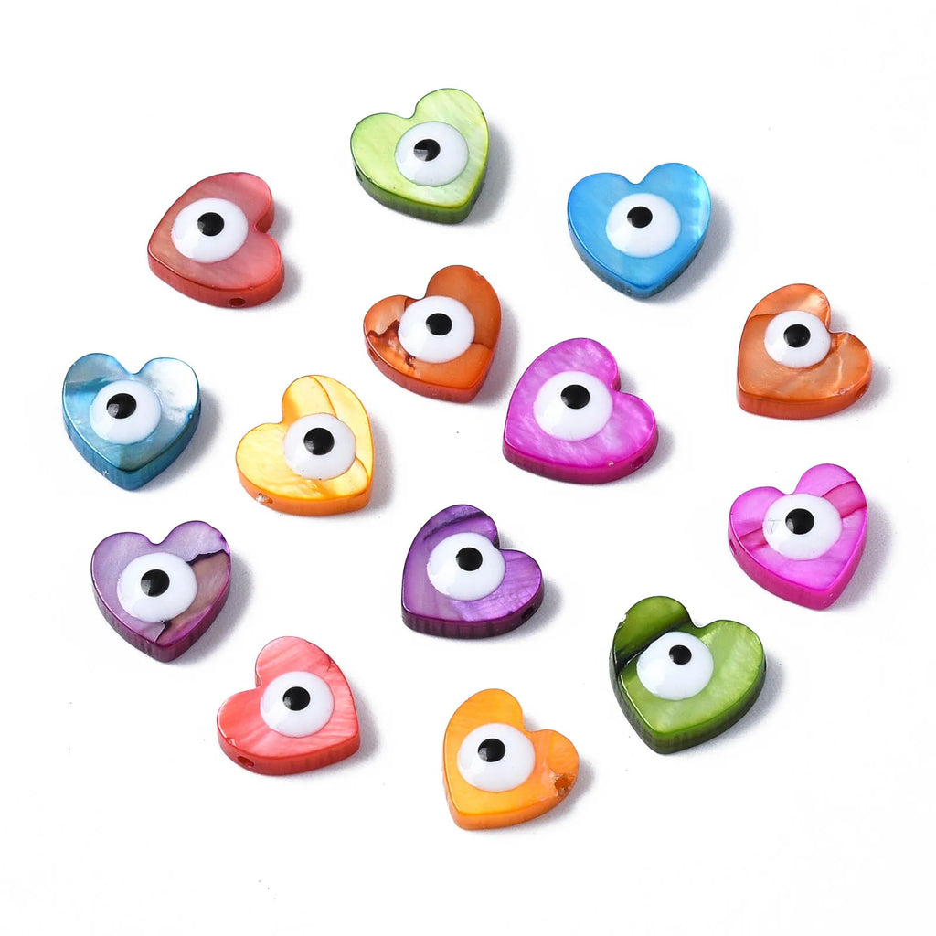 20pcs Enamel Eye Shell Beads Glossy for DIY Summer Jewelry