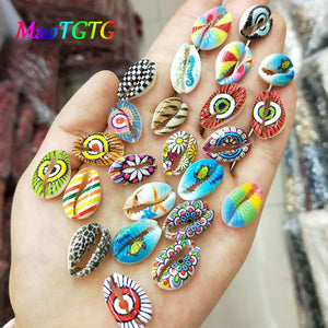 20pcs Natural Painted Shell Beads DIY Jewelry Charm Necklace Bracelet Multicolor