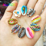 20pcs Natural Painted Shell Beads DIY Jewelry Charm Necklace Bracelet Multicolor