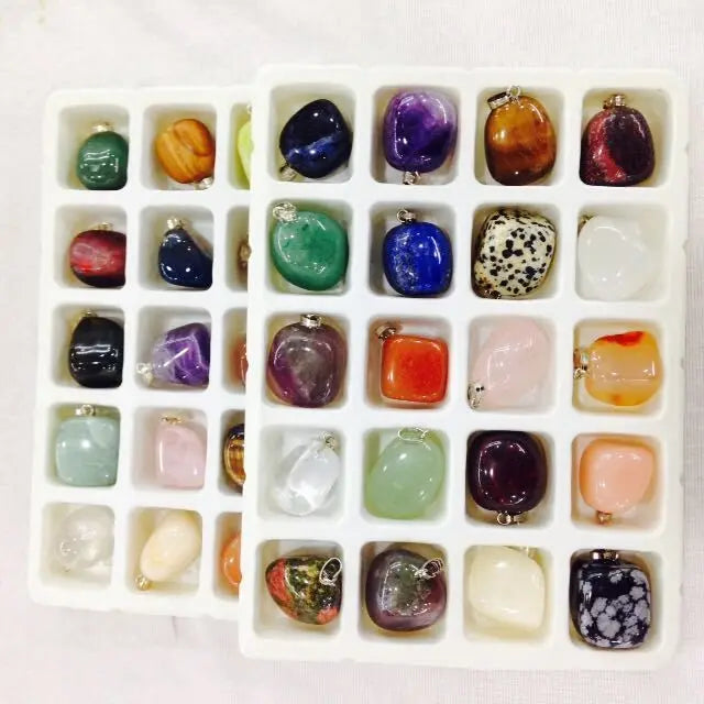 20pcs Mixed Semi-precious Stone Pendants for Jewelry Making