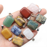 20pcs Natural Stone Pendant 20mm Rectangle Agates Quartz Crystal Charms DIY Bead