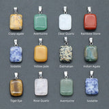 20pcs Natural Stone Pendant 20mm Rectangle Agates Quartz Crystal Charms DIY Bead