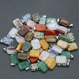 20pcs Natural Stone Pendant 20mm Rectangle Agates Quartz Crystal Charms DIY Bead