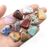 20pcs Natural Stone Pendant 20mm Trapezoid Carved Charms Agates Quartz Crystal