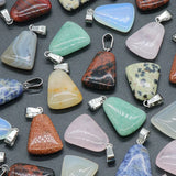 20pcs Natural Stone Pendant 20mm Trapezoid Carved Charms Agates Quartz Crystal
