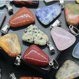 20pcs Natural Stone Pendant 20mm Trapezoid Carved Charms Agates Quartz Crystal