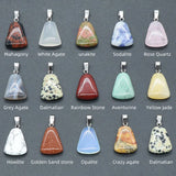 20pcs Natural Stone Pendant 20mm Trapezoid Carved Charms Agates Quartz Crystal