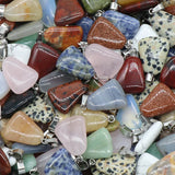 20pcs Natural Stone Pendant 20mm Trapezoid Carved Charms Agates Quartz Crystal