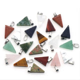 20pcs Natural Stone Pendant 20mm Triangle Polished Agates Quartz Crystal Charms