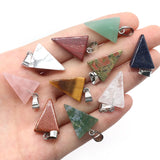 20pcs Natural Stone Pendant 20mm Triangle Polished Agates Quartz Crystal Charms