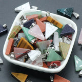 20pcs Natural Stone Pendant 20mm Triangle Polished Agates Quartz Crystal Charms