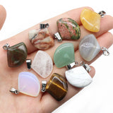 20pcs Natural Stone Pendant 22mm Fanshaped Agates Quartz Crystal Charms