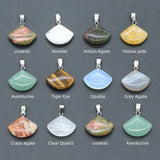 20pcs Natural Stone Pendant 22mm Fanshaped Agates Quartz Crystal Charms