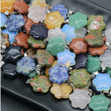 Natural Stone Pendant Sakura Flower Agates Quartz Crystal Charms