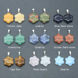 Natural Stone Pendant Sakura Flower Agates Quartz Crystal Charms
