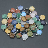 Natural Stone Pendant Sakura Flower Agates Quartz Crystal Charms