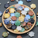 Natural Stone Pendant Sakura Flower Agates Quartz Crystal Charms