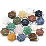 Natural Stone Pendant Sakura Flower Agates Quartz Crystal Charms