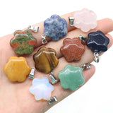 Natural Stone Pendant Sakura Flower Agates Quartz Crystal Charms