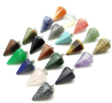 20pcs Natural Stone Pendulum Pendants for DIY Jewelry Making