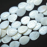 20pcs Leaf Shape Carved Shell Beads 15x20mm Mother of Pearl Women Bracelets