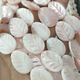 20pcs Leaf Shape Carved Shell Beads 15x20mm Mother of Pearl Women Bracelets