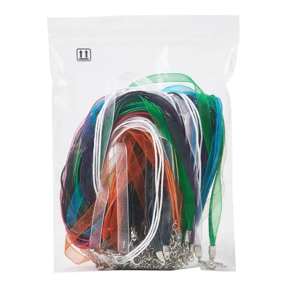 20pcs Organza Ribbon Necklace Cord Iron Clasp 430mm Long 6mm Wide