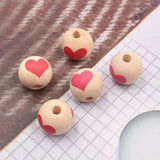 20pcs Heart-Shaped Wooden Beads 16mm Colorful Love Loose Beads