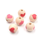 20pcs Heart-Shaped Wooden Beads 16mm Colorful Love Loose Beads