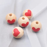 20pcs Heart-Shaped Wooden Beads 16mm Colorful Love Loose Beads